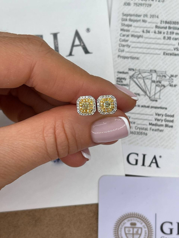 Серьги пусеты из белого золота с бриллиантами (055141)