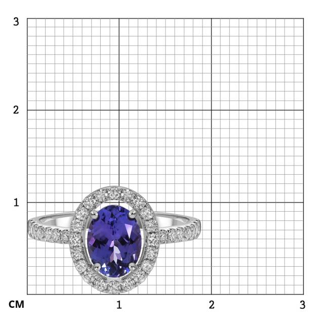 Кольцо из белого золота с бриллиантами и танзанитом (061594)