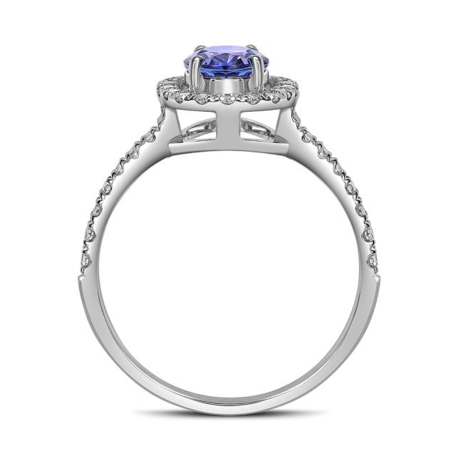 Кольцо из белого золота с бриллиантами и танзанитом (061594)