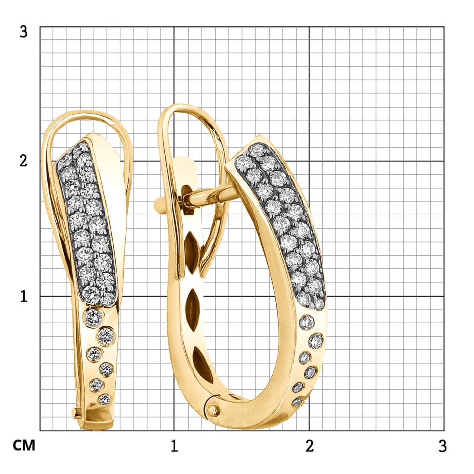 Серьги из жёлтого золота с бриллиантами  (063135)