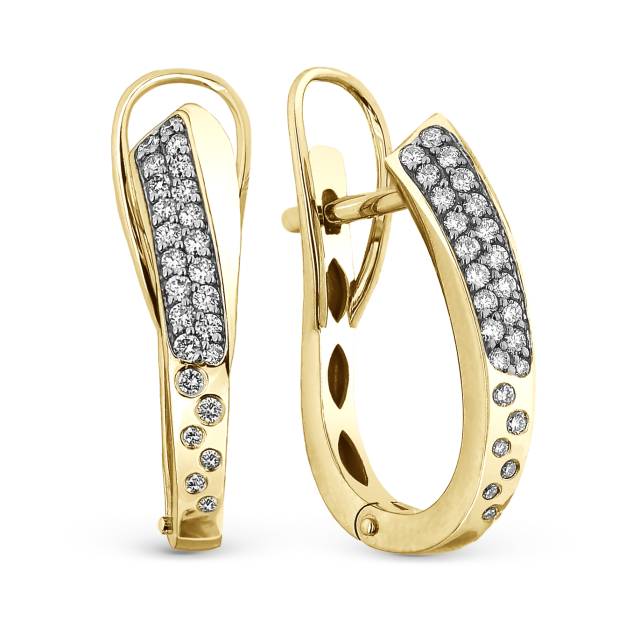 Серьги из жёлтого золота с бриллиантами  (063135)