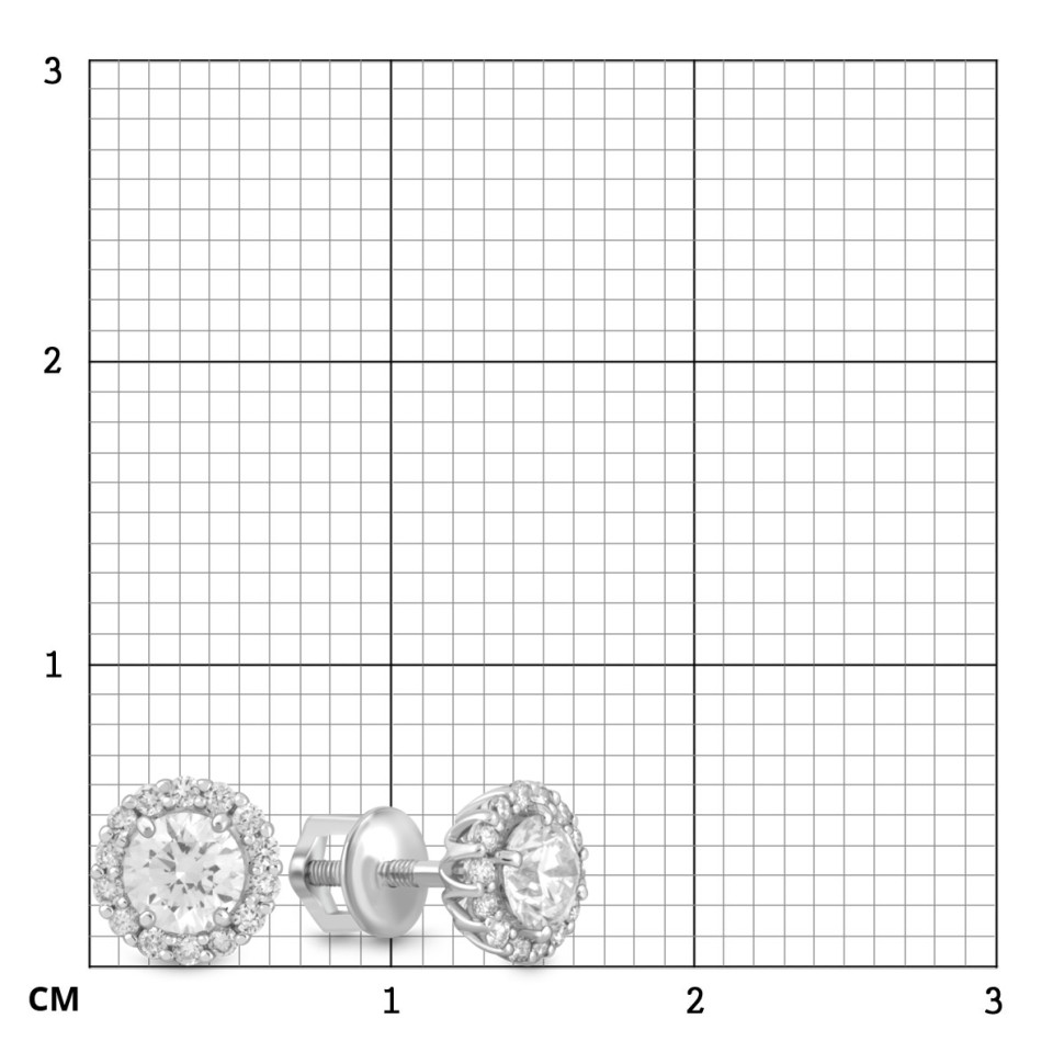 Серьги пусеты из белого золота с бриллиантами (047066)