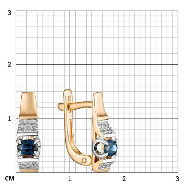 Серьги из комбинированного золота с бриллиантами и сапфирами (034297)