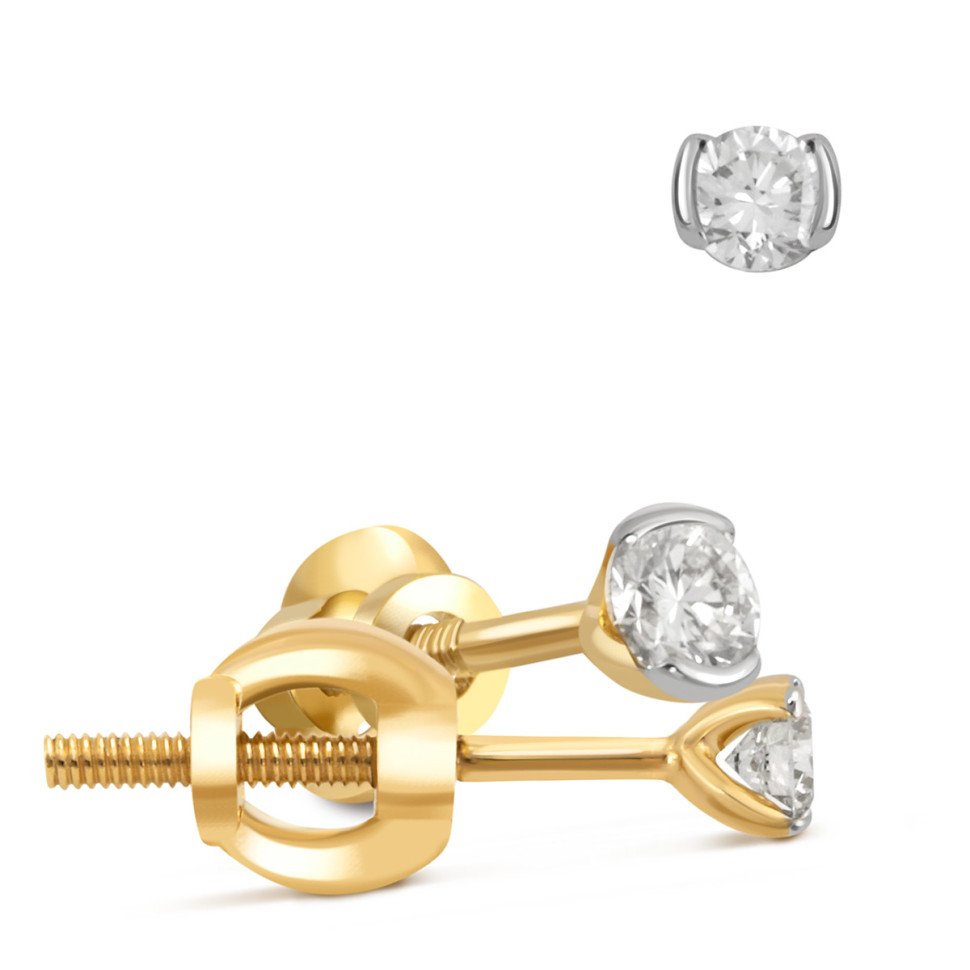 Серьги пусеты из жёлтого золота с бриллиантами (032800)