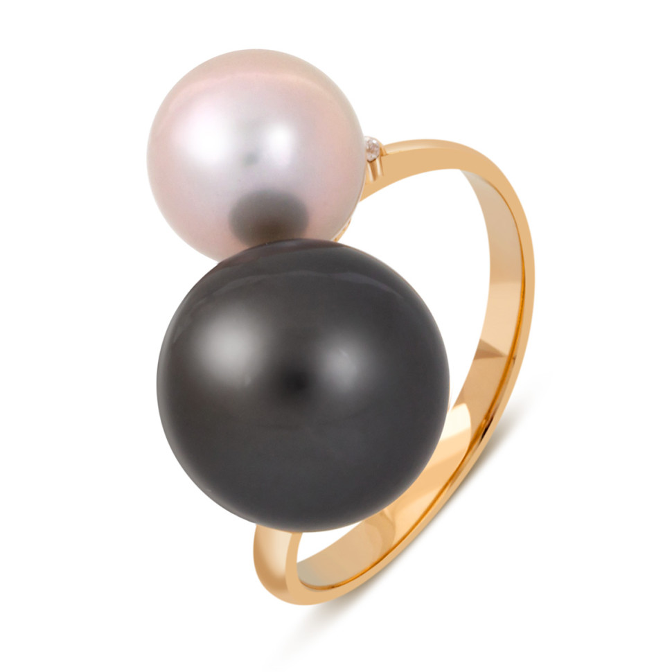 Кольцо из красного золота с жемчугом (041606)