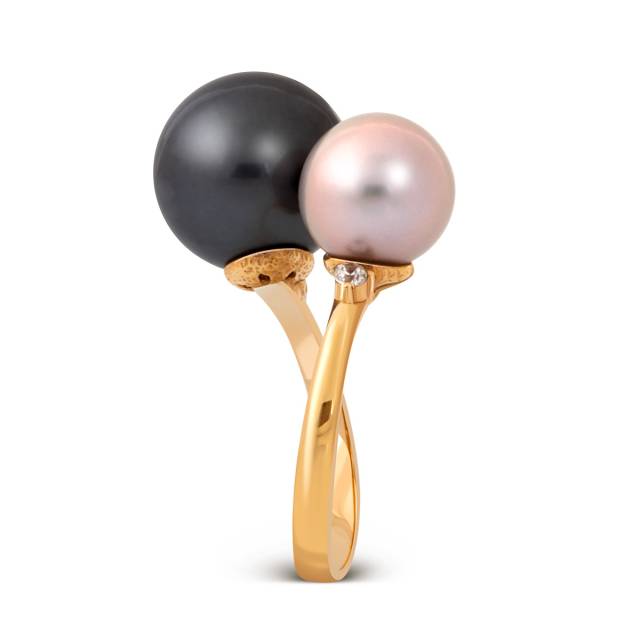 Кольцо из красного золота с жемчугом (041606)