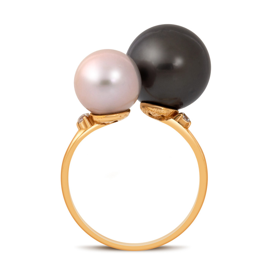 Кольцо из красного золота с жемчугом (041606)