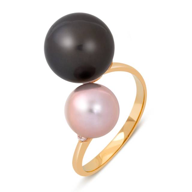 Кольцо из красного золота с жемчугом (041606)