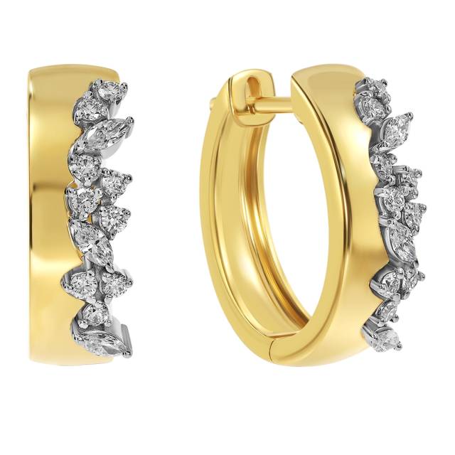 Серьги конго из жёлтого золота с бриллиантами (063708)
