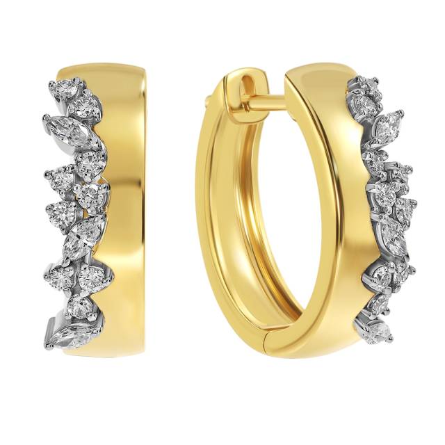 Серьги конго из жёлтого золота с бриллиантами (063708)