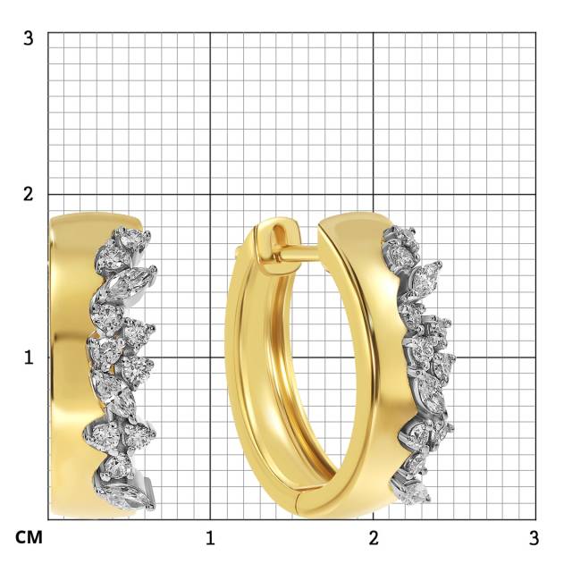 Серьги конго из жёлтого золота с бриллиантами (063708)