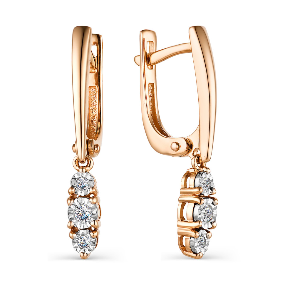 Серьги из красного золота с бриллиантами (040486)