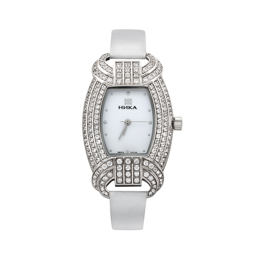 Часы женские из серебра с кристаллами Сваровски кварцевые НИКА (013921)