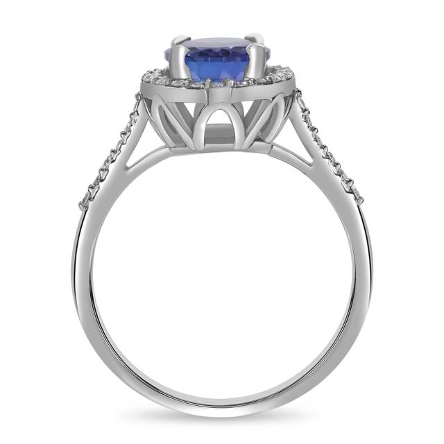 Кольцо из белого золота с бриллиантами и танзанитом (061552)