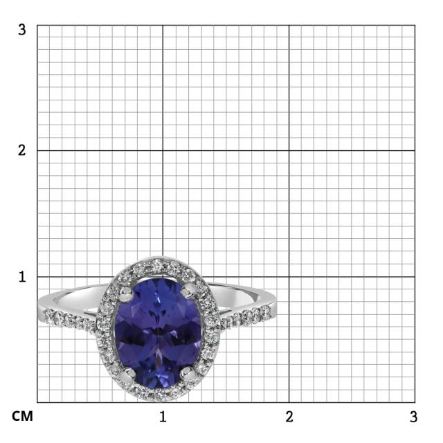 Кольцо из белого золота с бриллиантами и танзанитом (061552)