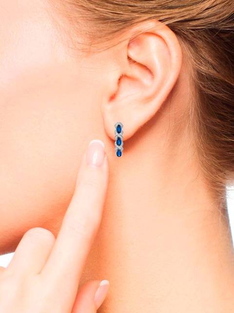 Серьги из белого золота с бриллиантами и сапфирами (045988)