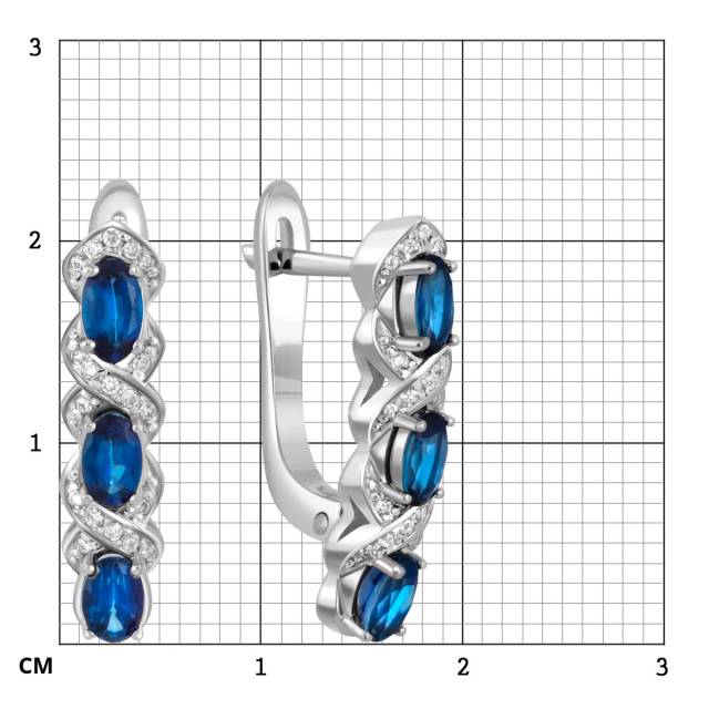 Серьги из белого золота с бриллиантами и сапфирами (045988)