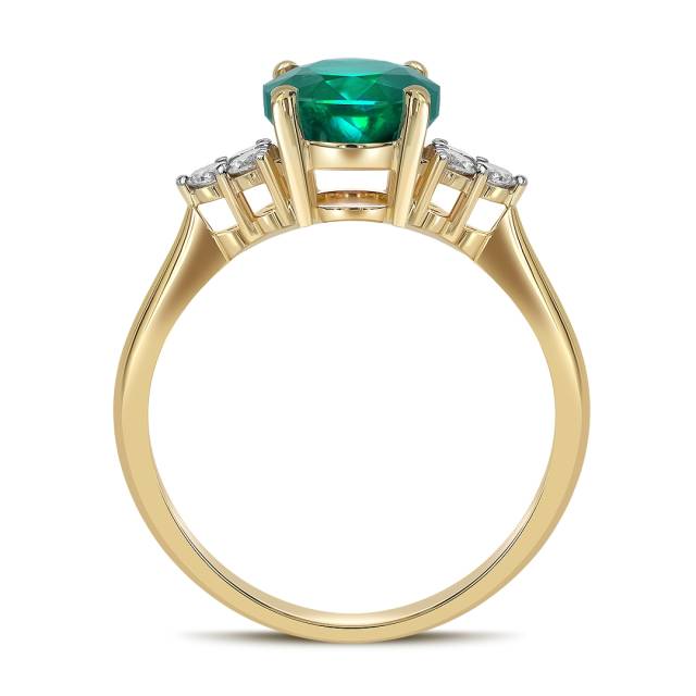 Кольцо из жёлтого золота с бриллиантами и изумрудом (063214)