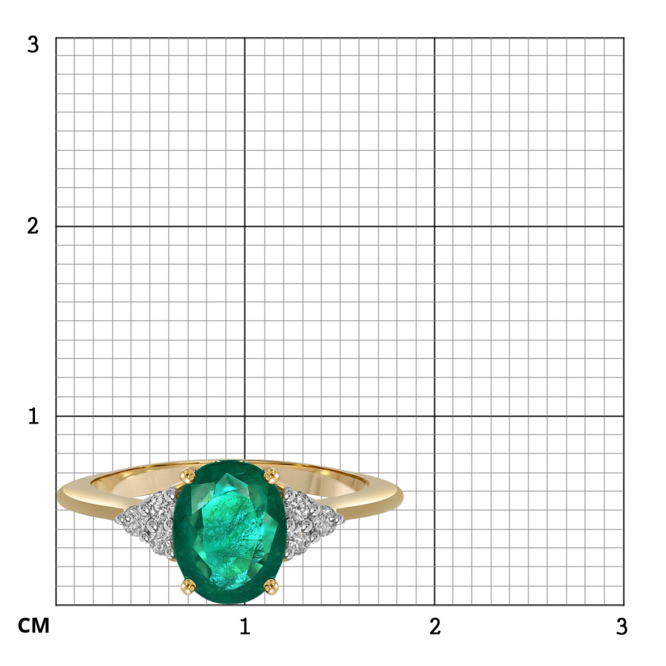 Кольцо из жёлтого золота с бриллиантами и изумрудом (063214)