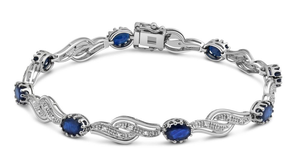 Браслет из белого золота с бриллиантами и сапфирами (023985)