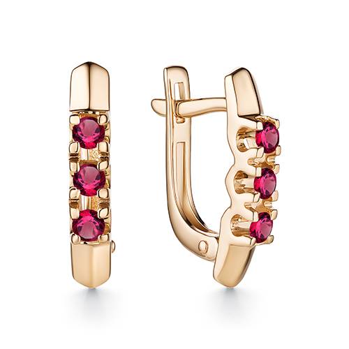 Серьги из красного золота с рубинами (042069)