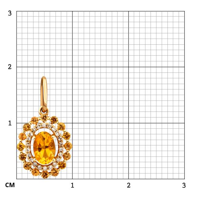 Кулон из жёлтого золота с бриллиантами и цитринами (010696)