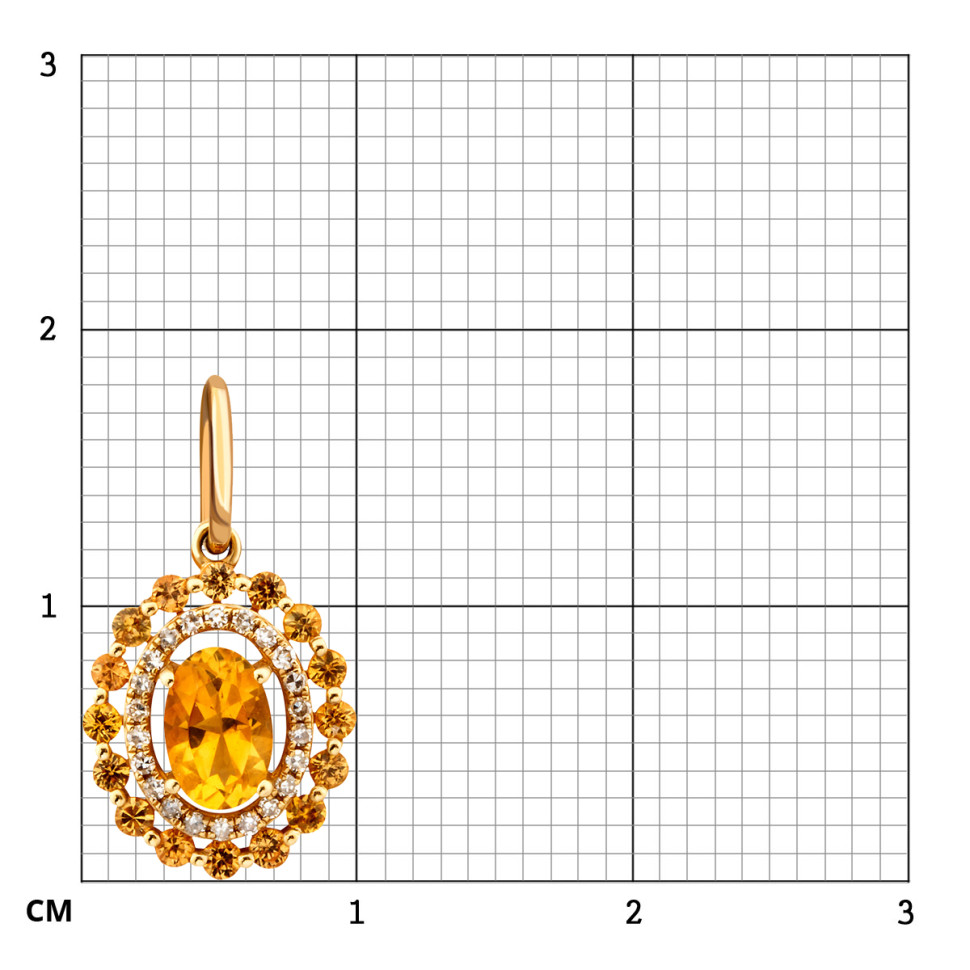 Кулон из жёлтого золота с бриллиантами и цитринами (010696)