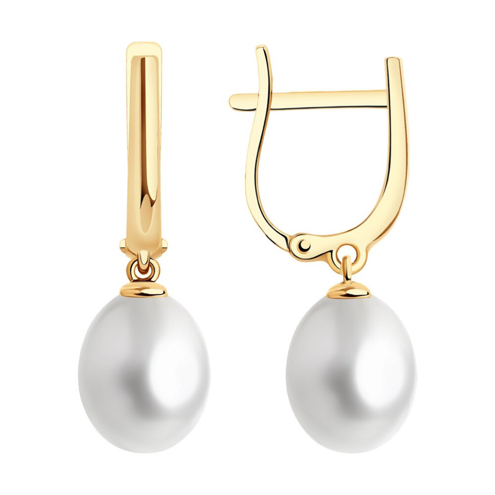 Серьги из красного золота с жемугом (050930)