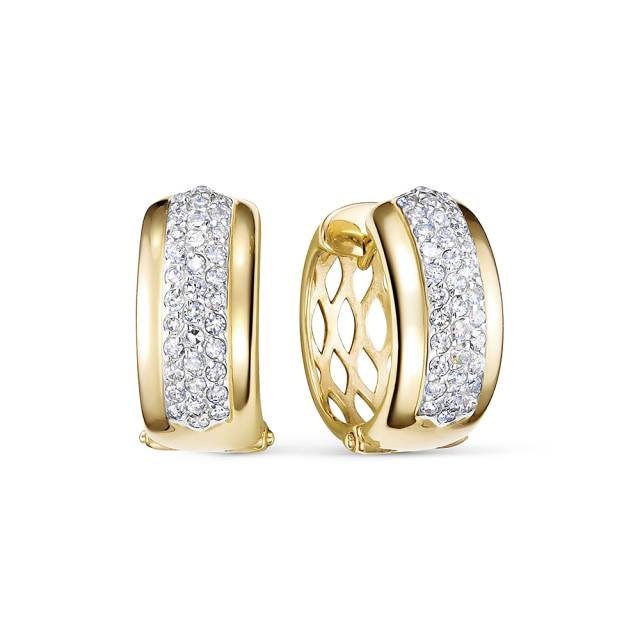 Серьги конго из жёлтого золота с бриллиантами (058847)