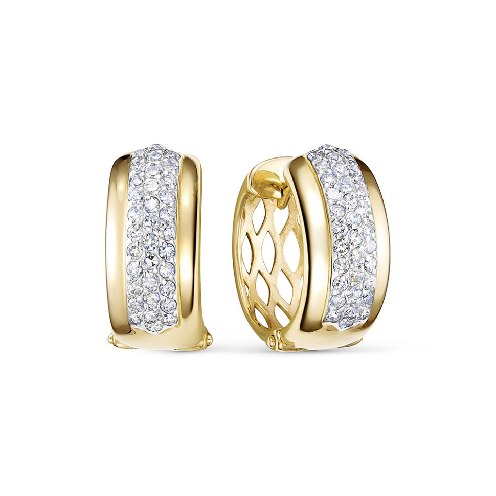 Серьги конго из жёлтого золота с бриллиантами (058847)