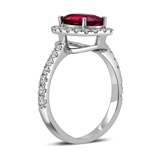 Кольцо из белого золота с бриллиантами и турмалином (061128)