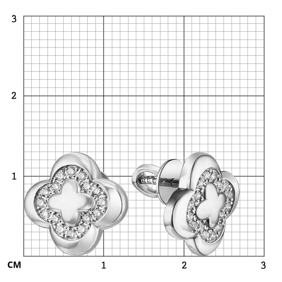 Серьги пусеты из белого золота с бриллиантами (058788)