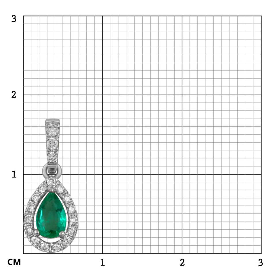 Кулон из белого золота с бриллиантами и изумрудом (052436)