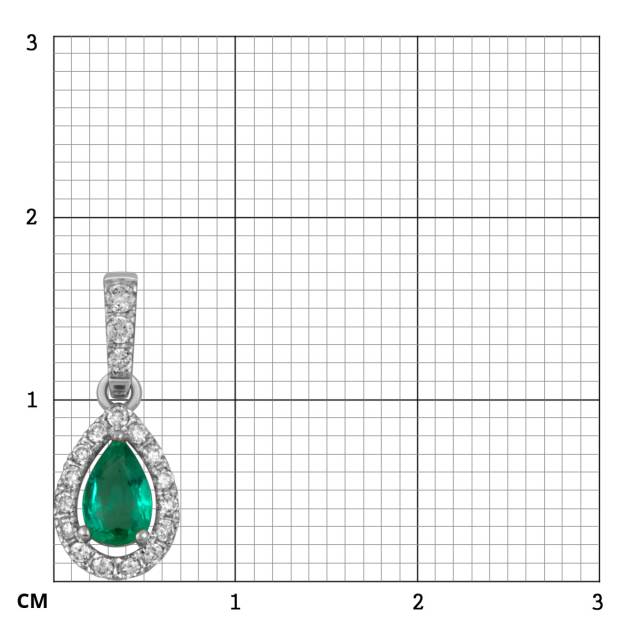 Кулон из белого золота с бриллиантами и изумрудом (052436)