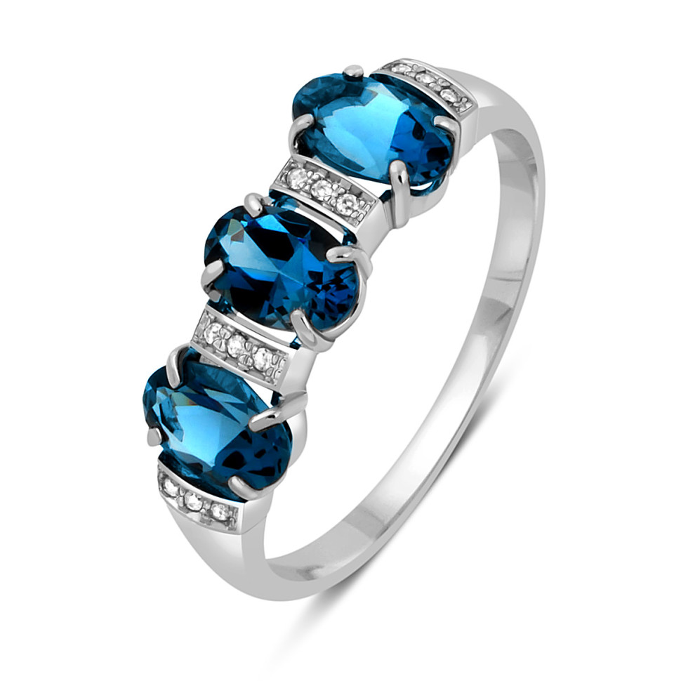 Кольцо из белого золота с бриллиантами и топазами (045631)