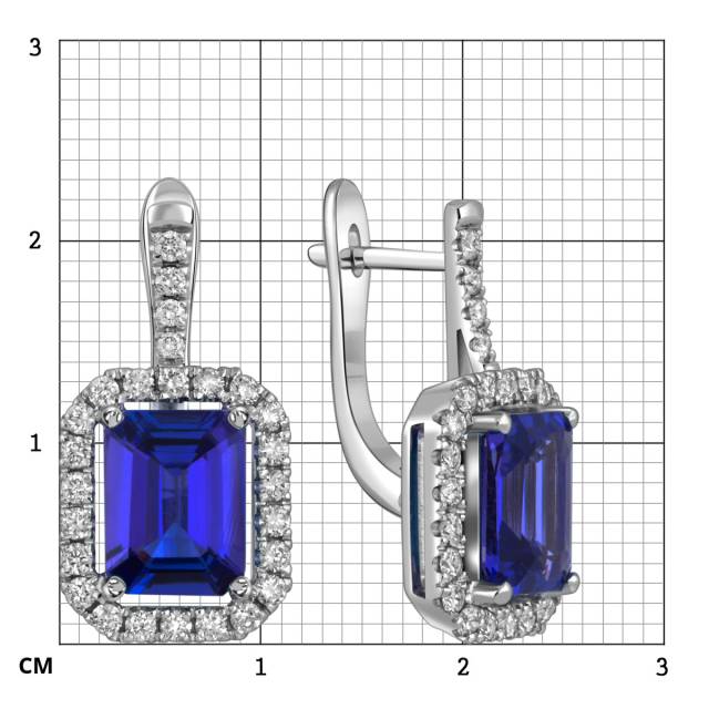 Серьги из белого золота с бриллиантами и танзанитом (059083)