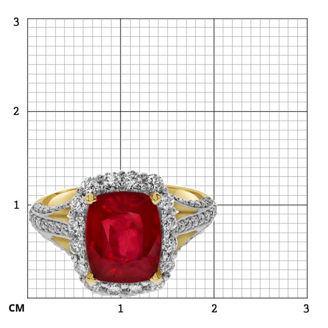 Кольцо из жёлтого золота с бриллиантами и рубином (060558)