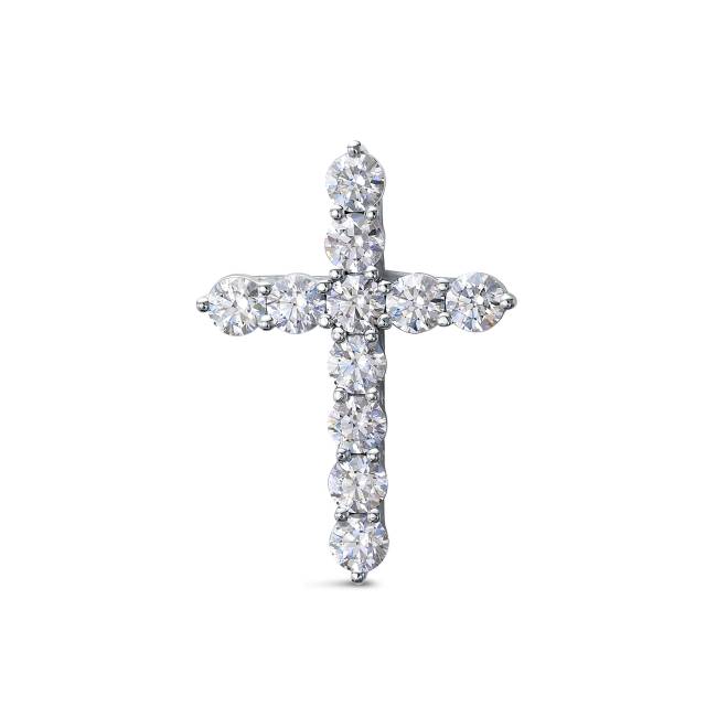 Кулон крест из платины с бриллиантами (058002)