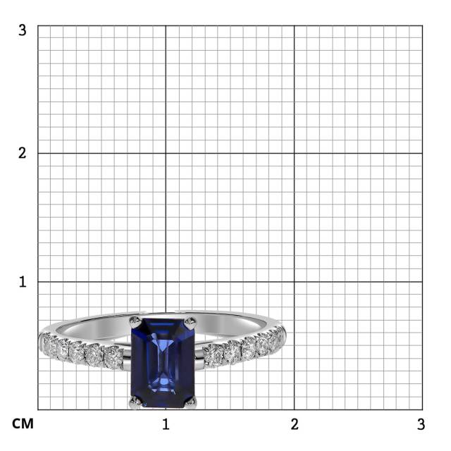 Кольцо из белого золота с бриллиантами и сапфиром (058777)