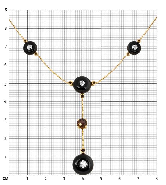 Колье с бриллиантами, агатами и дымчатами кварцами (011067)