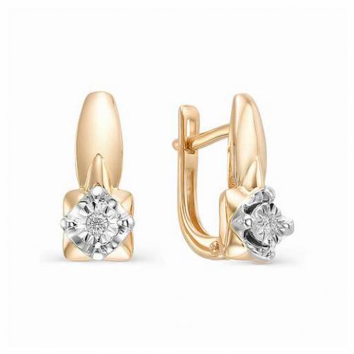 Серьги  из красного золота с бриллиантами