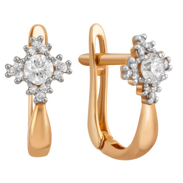 Серьги из красного золота с бриллиантами (032793)