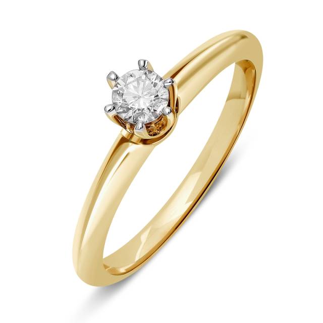 Помолвочное кольцо из комбинированного золота с бриллиантом (042938)