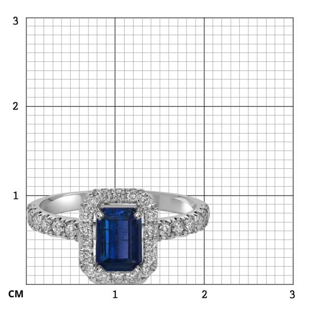 Кольцо из белого золота с бриллиантами и сапфиром (063716)