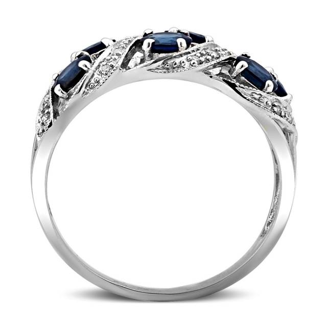 Кольцо из белого золота с бриллиантами и сапфирами (023016)