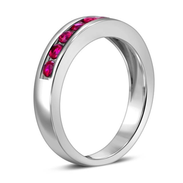 Кольцо из белого золота с рубинами (059216)