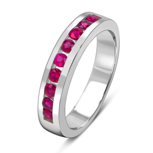 Кольцо из белого золота с рубинами (059216)