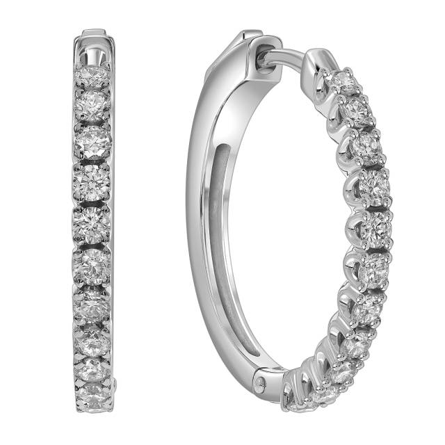 Серьги конго из белого золота с бриллиантами (053812)