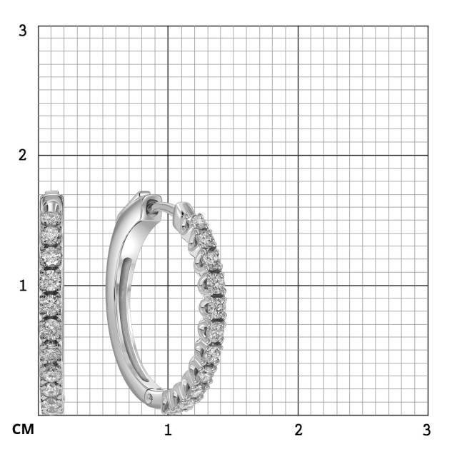 Серьги конго из белого золота с бриллиантами (053812)