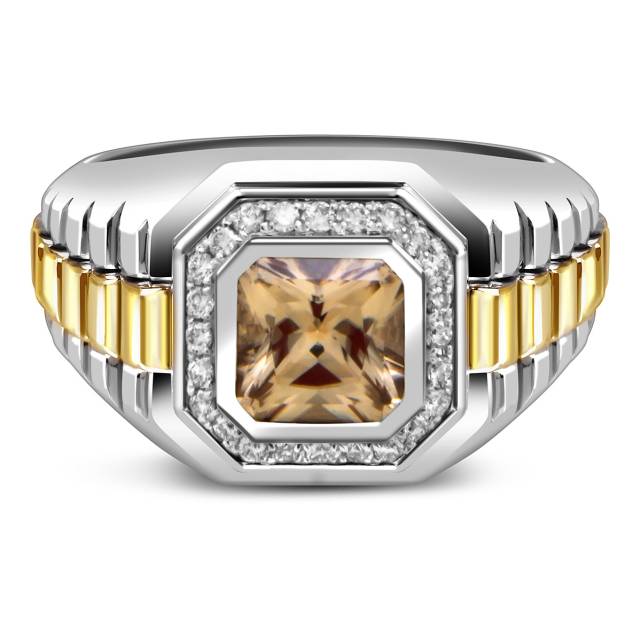 Кольцо из белого золота с бриллиантами и цирконом (059975)